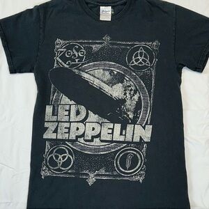 Vintage Led Zeppelin Black T-Shirt Small Gildan Faded
